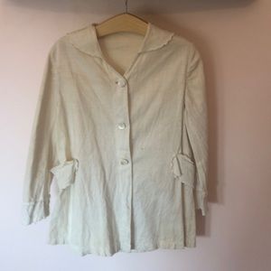 Antique child’s cotton linen button up pea jacket